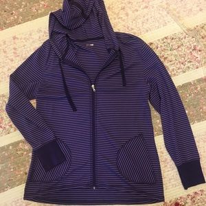 Purple striped hooded jacket L